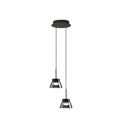 1/2-Light Smoked Gray Glass Pendant Light LED Island Glass Chandelier Black Hanging Ceiling Lamp for Bedroom