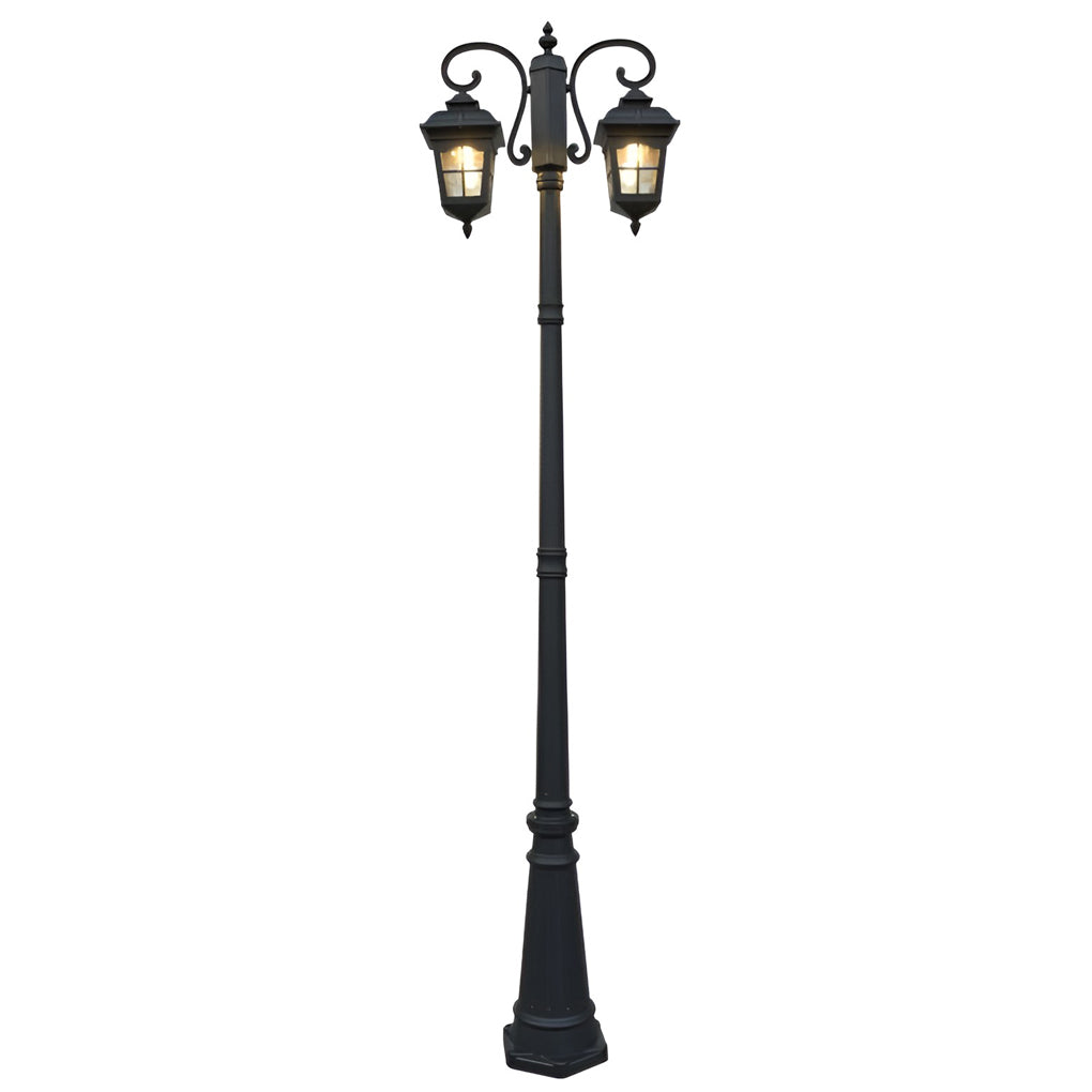 2 Lights Waterproof Black European Style Outdoor Pole Lights Public Lighting