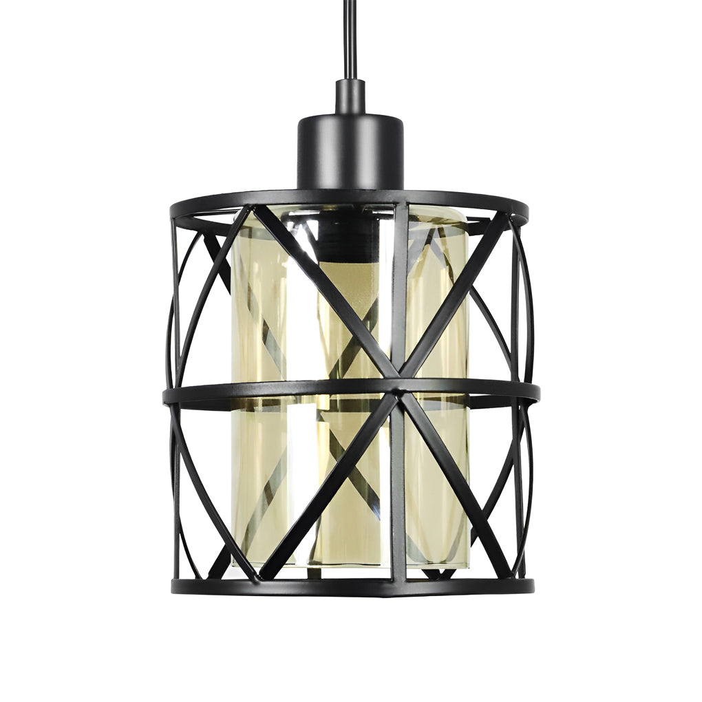 Creative Round Iron Glass Black Retro Industrial Style Pendant Lights