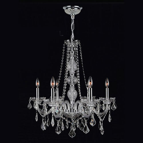 Six-Light Chrome Finish with Clear-Crystals Chandelier