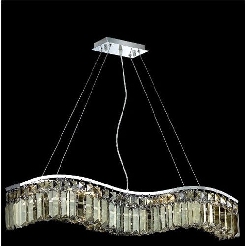 Contour Chrome Six-Light 5-Inch Island Pendant with Swarovski Strass Golden Teak Smoky Crystal