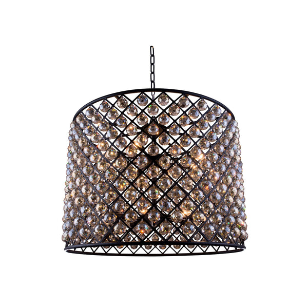 Madison Mocha Brown Twelve-Light Pendant with Royal Cut Golden Teak Crystals