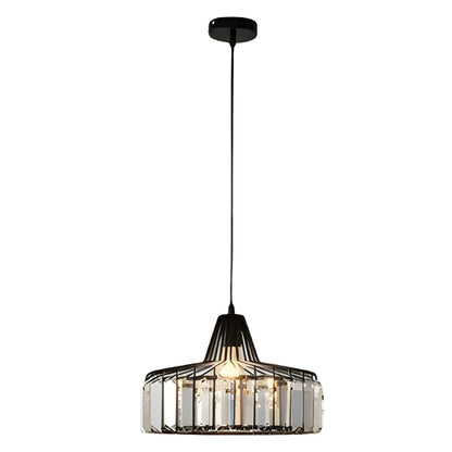 Drum-shaped Crystal Metal Modern Chandelier Pendant Light Hanging Lamp