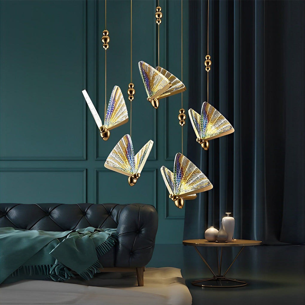 Butterfly Shape Multi-Color Metal Acrylic Design Pendant Lighting LED Ceiling Light