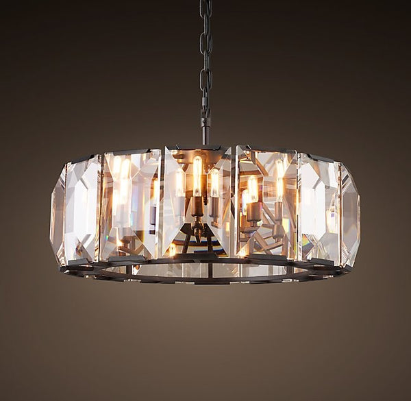 American-style 6 lights square crystal chandeliers