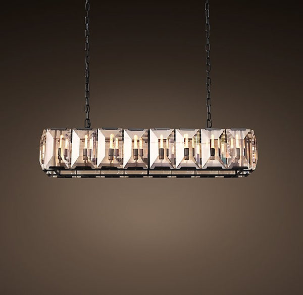 American-style rectangle 16 lights square crystal chandelier