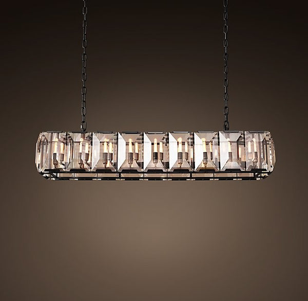 American-style rectangle 18 lights square crystal chandelier