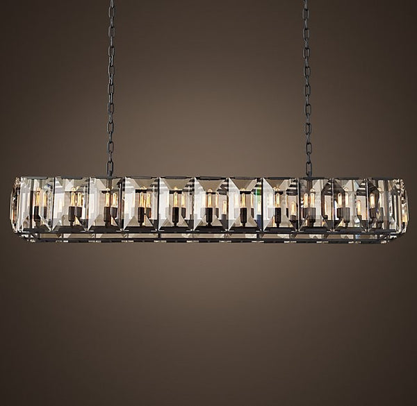 American-style rectangle 22 lights square crystal chandelier