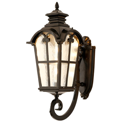 Waterproof Vintage Lantern Shaped Black Retro Outdoor Plug in Wall Lamp