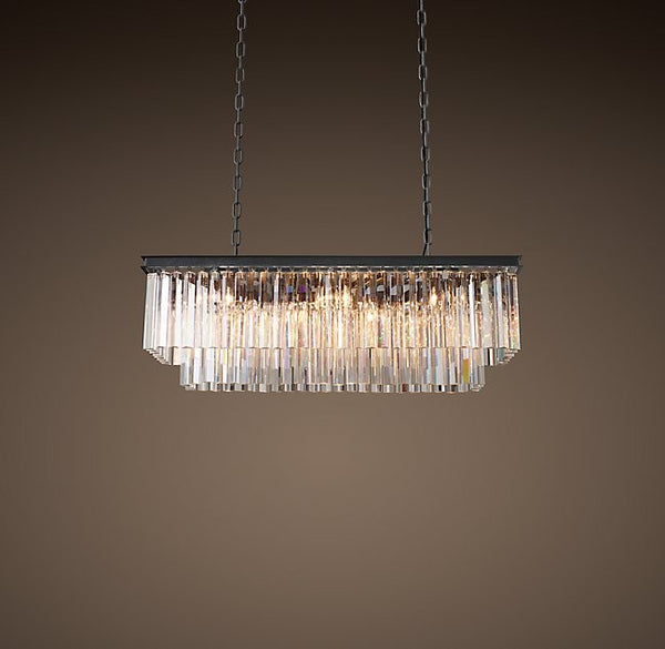 Creative retro rectangular 6 lights K9 crystal chandelier