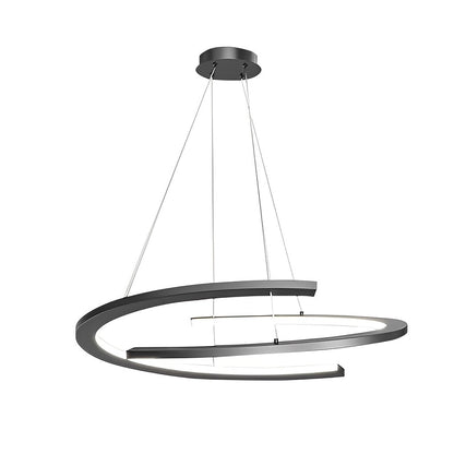 2 Semi-circular Creative LED 3 Step Dimming Black Modern Chandelier