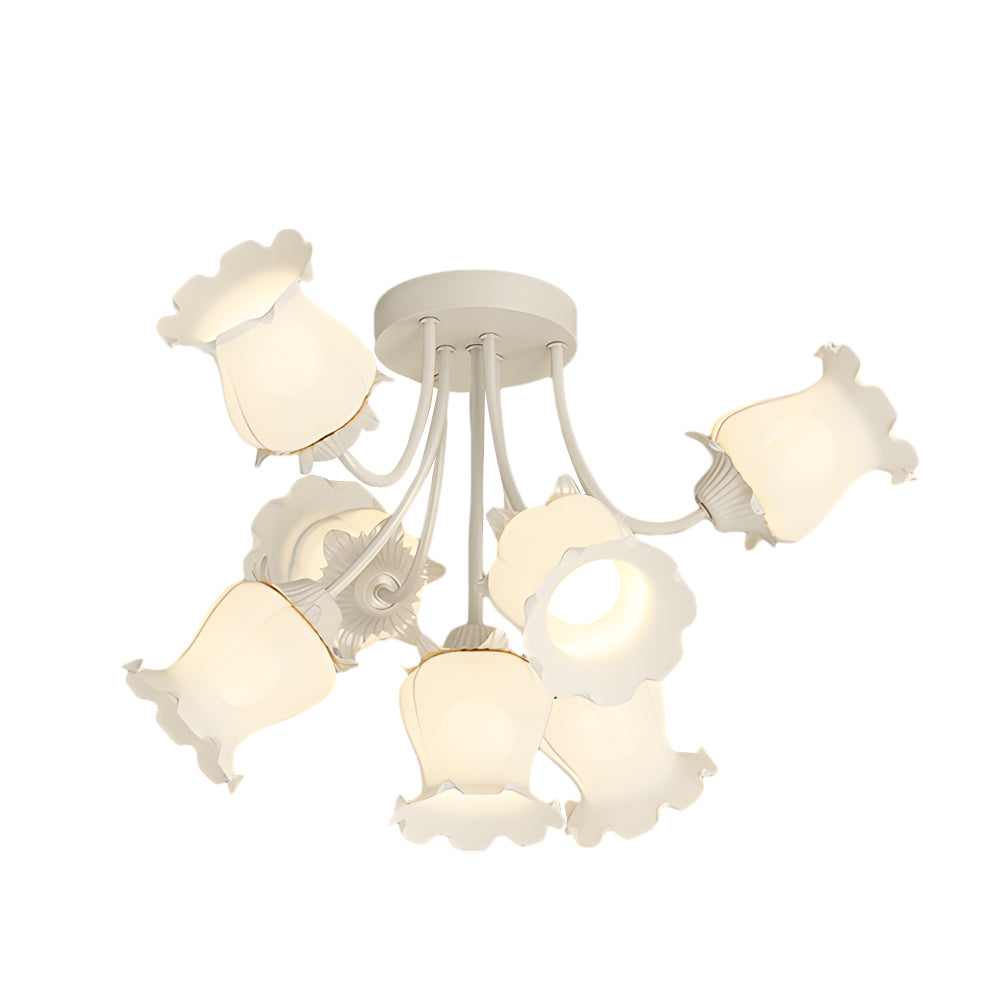 7 Heads White Flowers 3 Step Dimming Creative Modern Ceiling Light Fixture