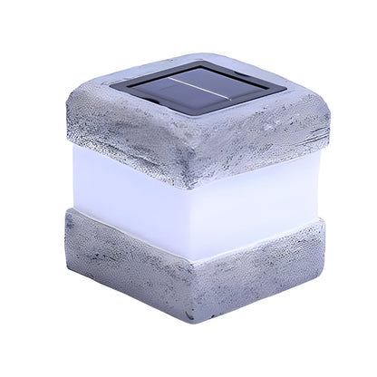 Square Resin Stone Waterproof LED Modern Solar Outdoor Lights Garden Lamp