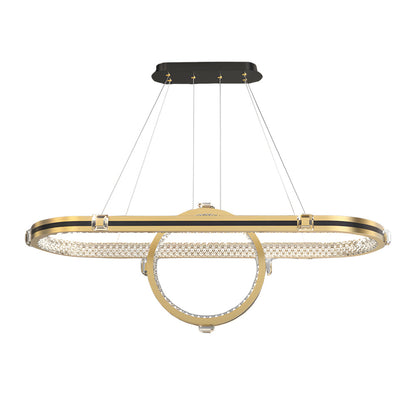 Long Oval Ring Luxury Three Step Dimming LED Modern Dining Room Chandelier