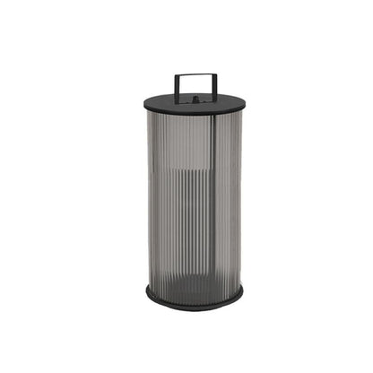 Striped Glass Cylindrical Waterproof Portable Solar Outdoor Lanterns