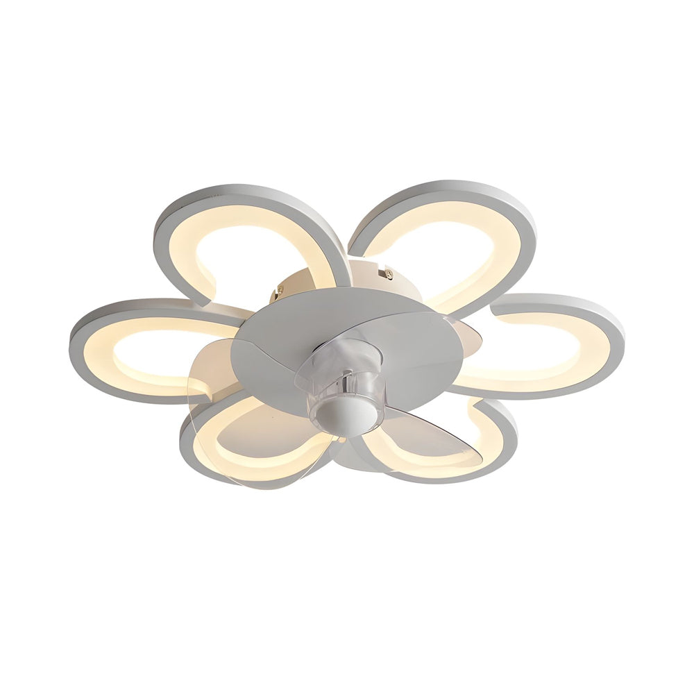 19.7 in. 6-Speed White Flush Mount Flower Ceiling Fan Light