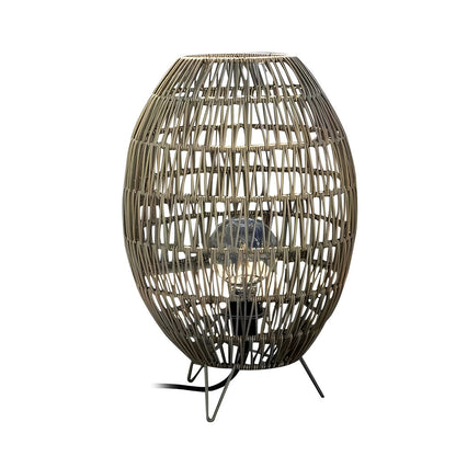 Spaceship Lighting Handmade Rattan Oval Cage Waterproof Outdoor Floor Lamp