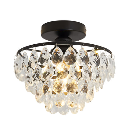 Round Luxury Crystal Simple Black Modern Ceiling Lights Fixture Chandelier