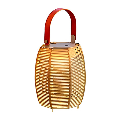 Portable Rattan Lantern Waterproof LED Modern Solar Outdoor Light Floor Lamp