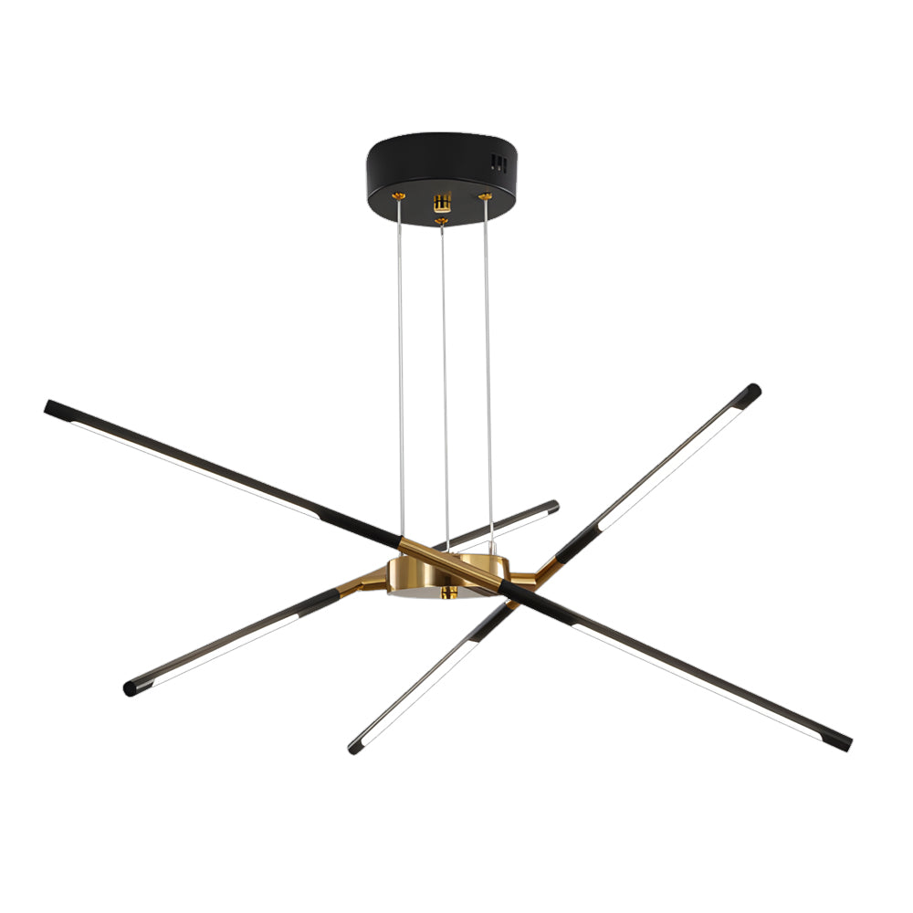 Modern Stepless Dimming Long Strip Sputnik LED Chandelier - Gold/Black+Gold