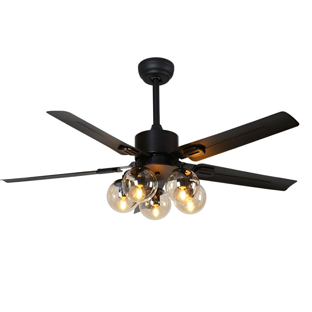 42 Inch 5 Lights Silent Nordic Flush Mount Ceiling Fan Light with Remote Control