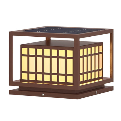 Square LED Waterproof Brown Modern Outdoor Deck Post Lights Pillar Light