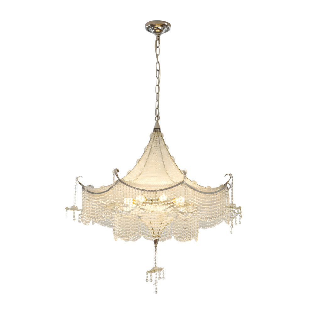 Elegant Pagoda Crystal Chandelier with LED Dimming - Elegant Chrome Finish