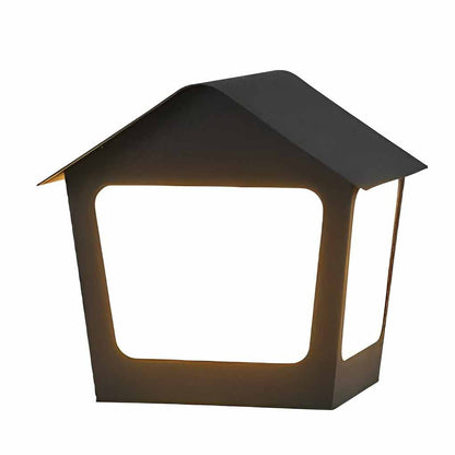 Cottage Shaped LED Waterproof Black Modern Solar Fence Post Lights Pillar Light