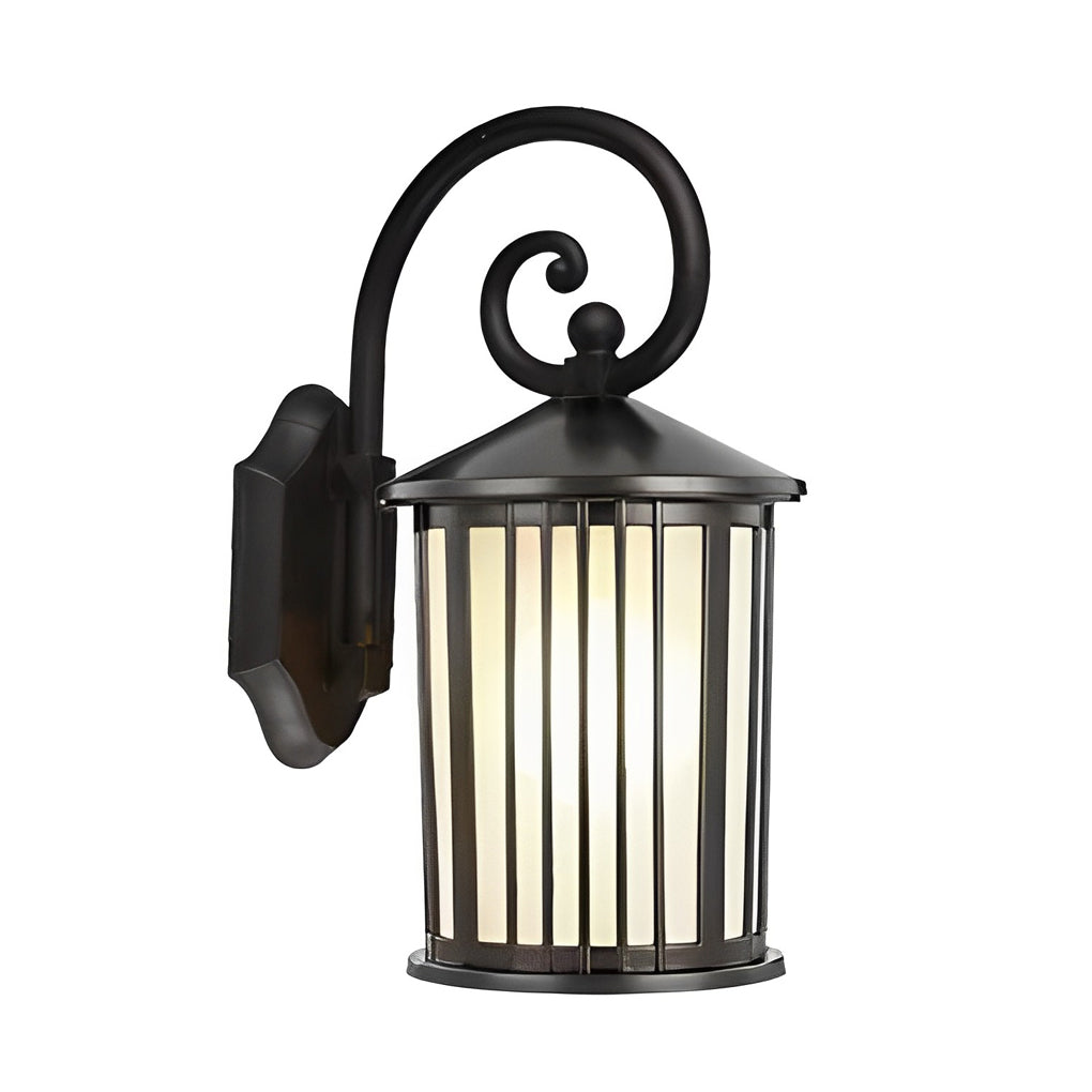 Waterproof Striped Glass Aluminum Black Retro Outdoor Wall Lights