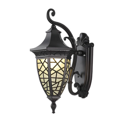 Retro Pattern Waterproof Black American Style Solar Powered Wall Lamp