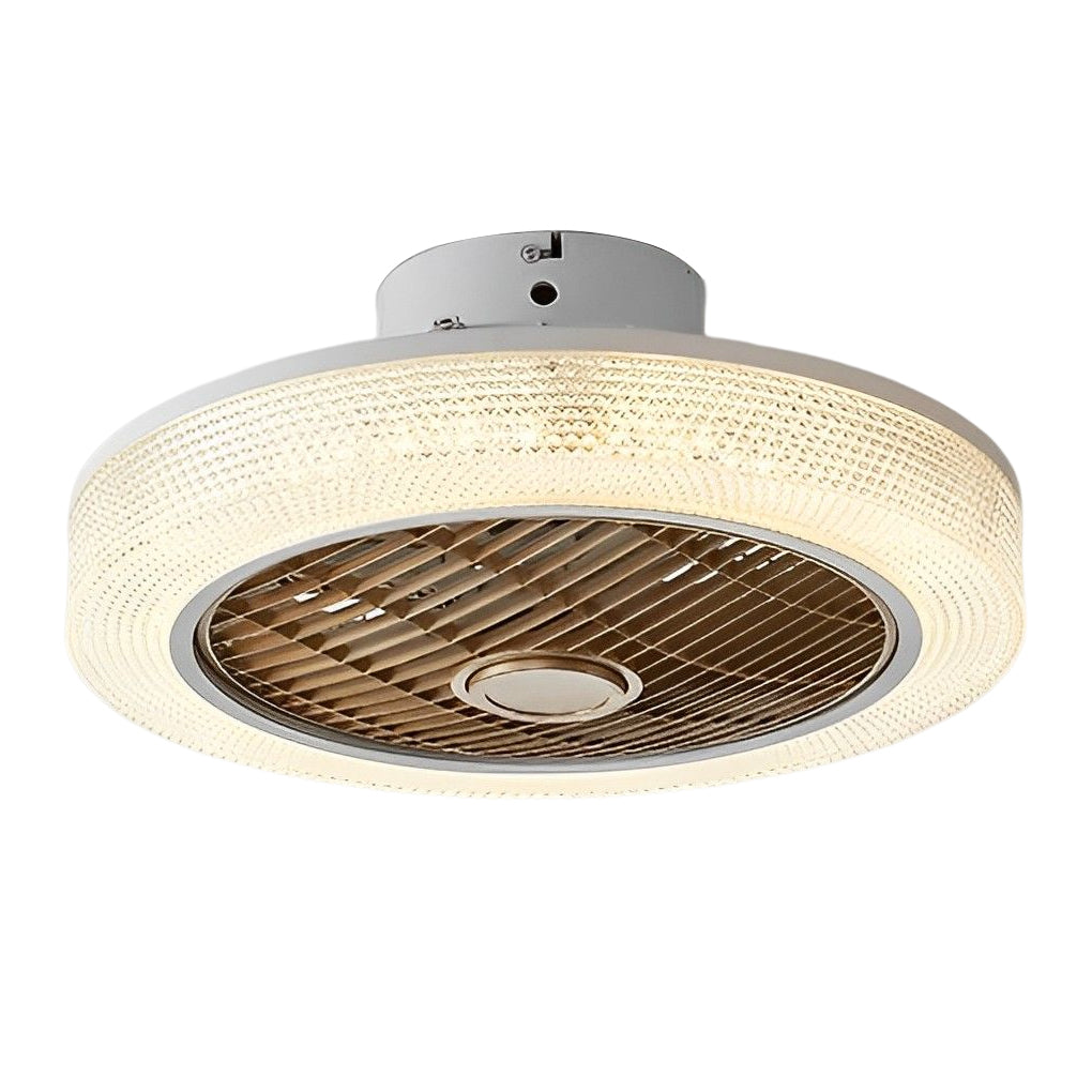 Round Dimmable LED Warm Air Mute Modern Bladeless Ceiling Fans Lights