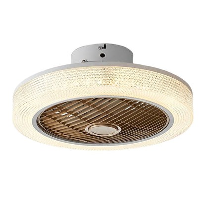 Round Dimmable LED Warm Air Mute Modern Bladeless Ceiling Fans Lights