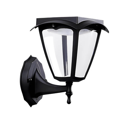 1-Light Black Solar Powered Porch Sconce LED Outdoor Wall Light