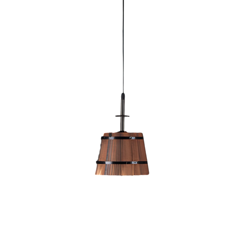 1/3-Light Rustic Wood Bucket Shade Pendant Lighting for Cafe Bar