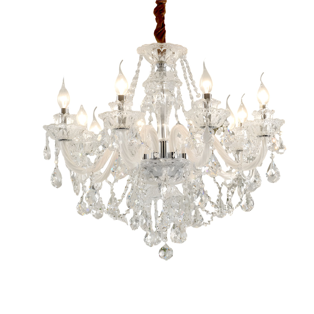 Luxury Glass Crystal Candlelight Retro European Style Chandelier