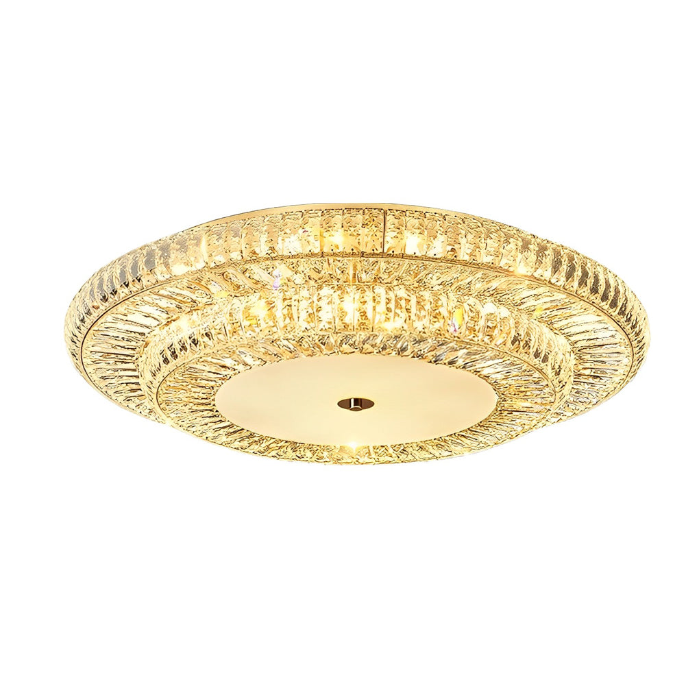 Round Crystal Three Step Dimming Glass Luxury Modern Ceiling Light Fixture