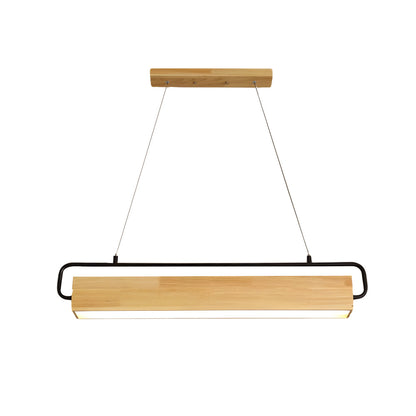 Wooden LED Dining Pendant Light - Rectangle