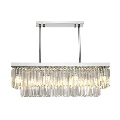 Rectangular Metal Crystal 3 Step Dimming Nordic Dining Room Chandelier