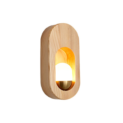 1-Light Wood Oval Wall Sconce - Wood/Walnut