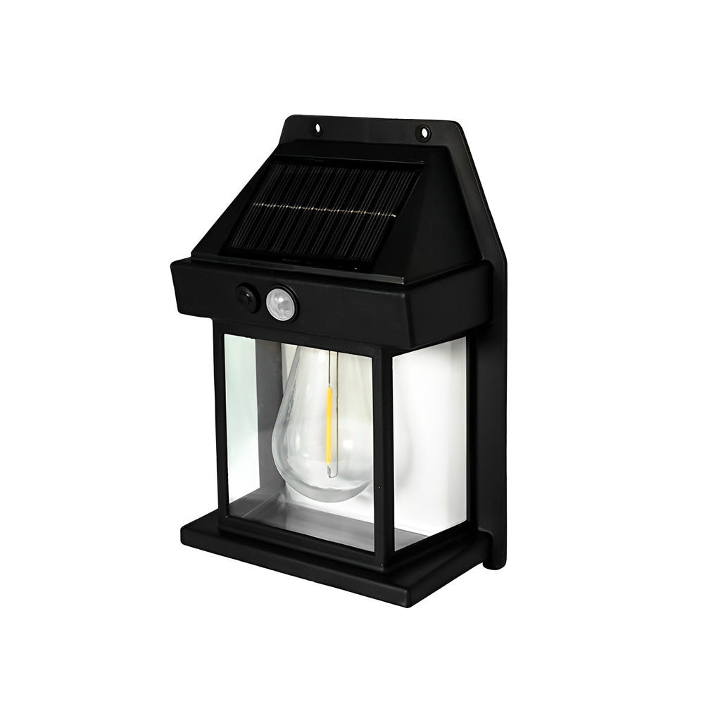 Tungsten Bulb Solar Wall Lanterns Dusk to Dawn Motion Senor Lighting