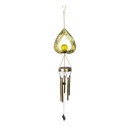 Iron Heart with Wind Chimes Pendant LED Waterproof Hanging Solar Lights