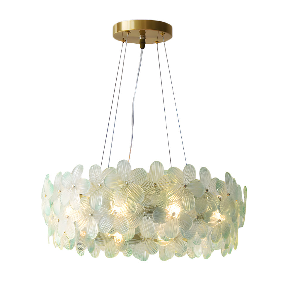 French Glass Flower Round Chandelier