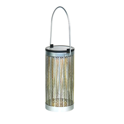 7.3-Inch H Metal Cutout Solar Portable Hanging Lantern