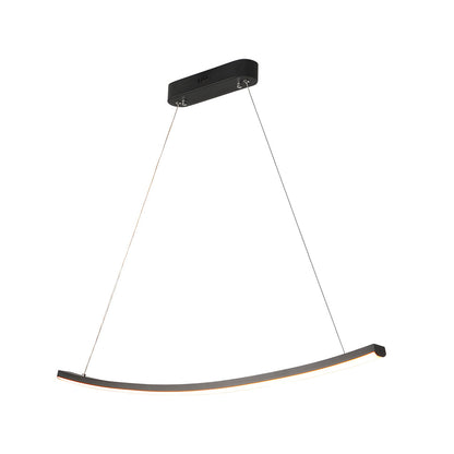 Modern LED Linear Arcing Pendant Lighting: Matte Black Fixture for Dining Room & Kitchen Island