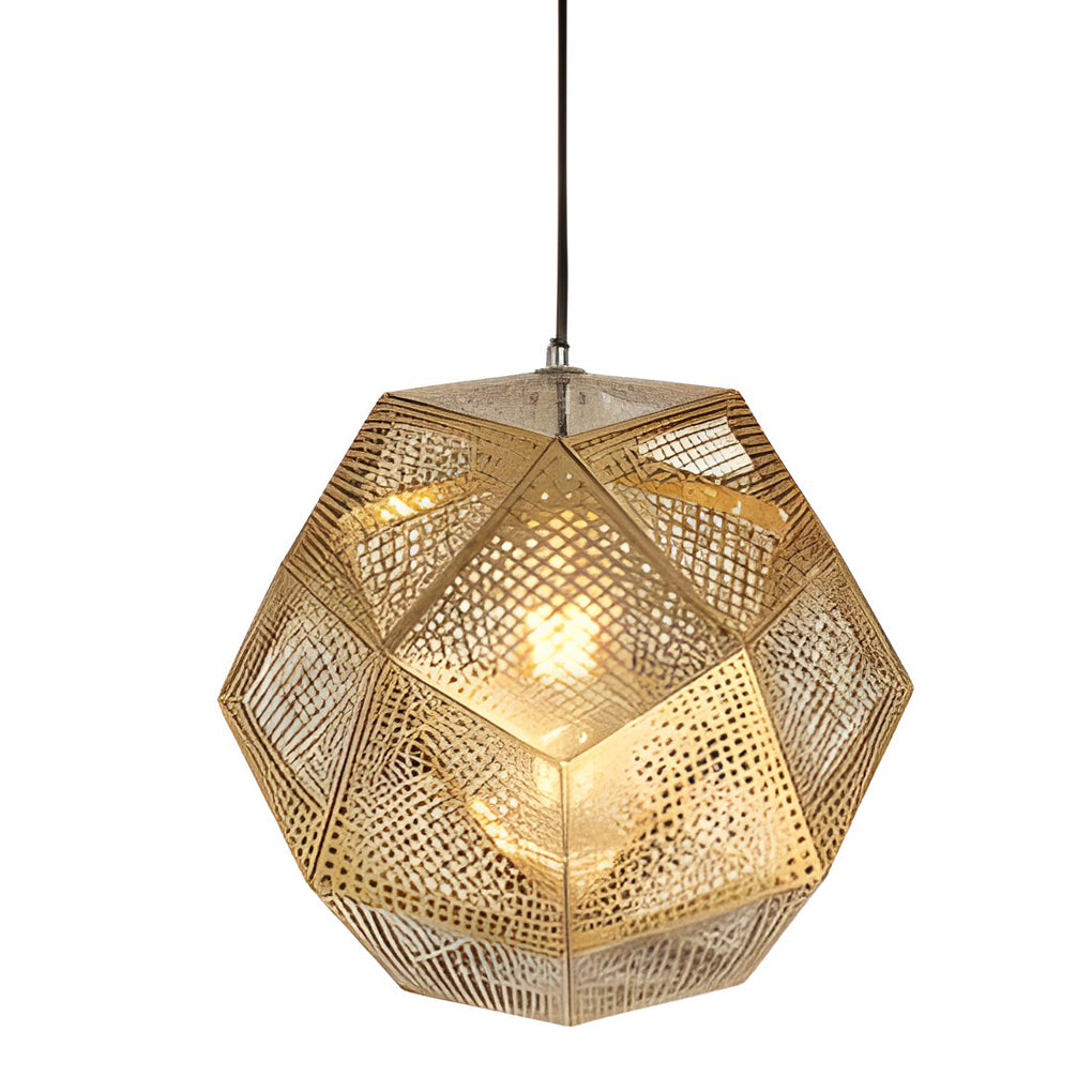 Geometric Round Electroplated Metal Postmodern Pendant Light Chandelier