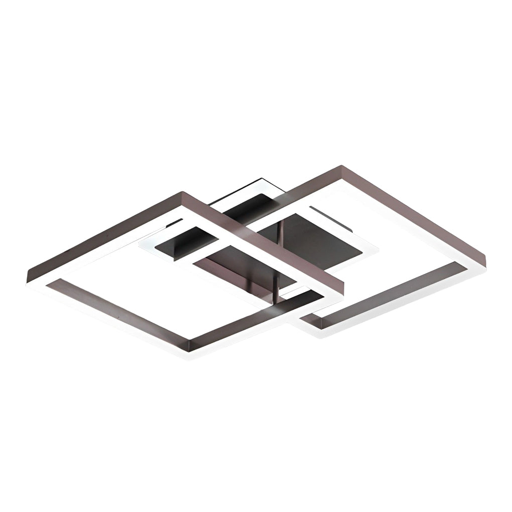 Square Overlapping LED Aluminum Brown Modern Ceiling Light Fixture