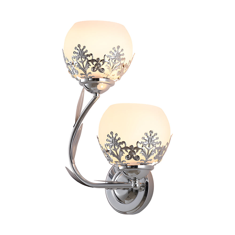 2-Light Glass Flower LED Simple European Style Wall Sconces Lighting