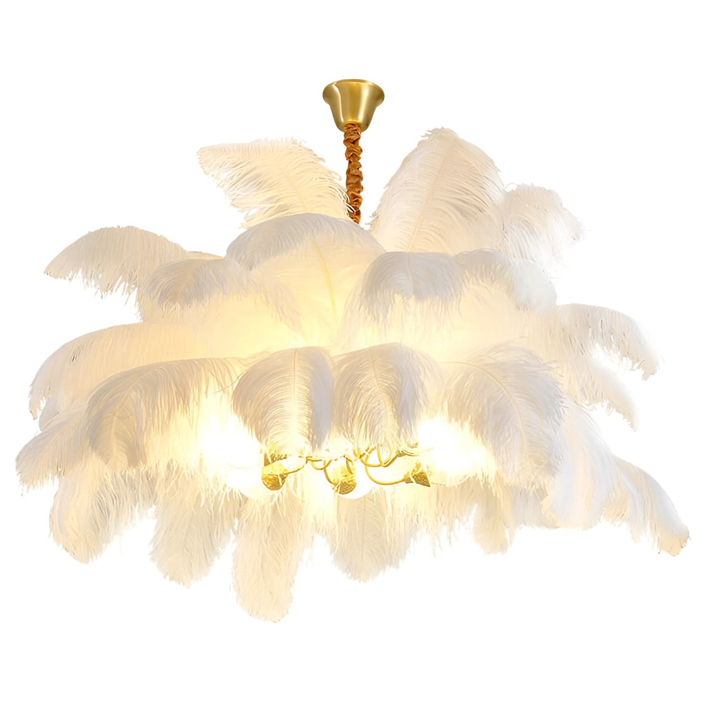 Creative Feathers Copper Ins Nordic Chandelier Flush Mount Ceiling Light