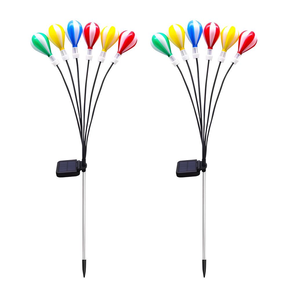 2 PCS Landscape Swinging 6LED Air Balloon Swaying Light Solar Garden Stake Lights