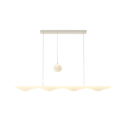 Long Strip Waves Moon Three Step Dimming White Creative Modern Chandelier